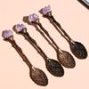 Cúmulo de Amatista Natural Cucharita para Té Agitación Cristal de Energía Cucharita para Té Cucharita para Café Regalo Decorativo Suministros de Cocina Venta al por Mayor