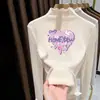 Top de Felpa De Rong Otoño e Invierno para Niños Medianos y Grandes Casual Manga Larga Niña Cuello Semi Alto Adorno de Volantes Camiseta Base para Niñas