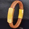 Nuevo Pulsera Tai Sui con Cierre Magnético, Pulsera de Cuero para Hombres, Pulsera de Acero de Titanio con Grabado Budista, Chapado Eléctrico, No se Desvanece
