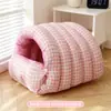 Casa Universal Desmontável Quatro Estações Ninho Fechado Cama para Gato Saco de Dormir Quente para Gato Inverno Forrado com Fleece Canil Espessado para Cachorro Pequeno
