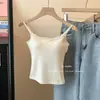 Camisola de Encaje Empalmado Pure Desire Hot Girl para Mujer, Verano, Corte Delgado, Top Versátil para Combinar con Almohadilla en el Pecho