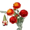 Flor de Loto de Terciopelo Artificial de Tres Cabezas, Producto Terminado para Arreglos de Boda, Decoración de Arreglo Floral de Sala de Estar de Gama Alta