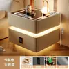 Mesita de Noche Inteligente Moderna Minimalista de Madera Maciza con Lujo Ligero Multifuncional Carga Inalámbrica Bluetooth Mesita de Noche Inteligente