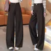 Pantalones casuales de pierna ancha de cintura alta hechos a medida estilo coreano para mujer, con un nuevo diseño de otoño que es holgado, adelgazante y de pierna recta