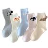 Calcetines de Animales de Dibujos Animados para Mujer Versión Coreana Lindos Calcetines de Media Pantorrilla Color Sólido Ins Versátiles Calcetines Holgados de Panda