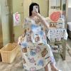 Camisón de Algodón Seda para Mujer de Comercio Exterior Transfronterizo Verano Manga Corta de Alta Gama Dulce Talla Grande Falda de Algodón Seda Primavera y Otoño Fino Falda para Casa