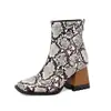 Botines de tacón alto con puntera cuadrada y bloques de color para mujer de talla grande, estilo europeo y americano, comercio exterior 1004