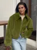 Chaqueta Retro Verde de Terciopelo Transfronteriza para Mujer Europea y Americana Otoño e Invierno 2025 Nueva Chaqueta tipo Béisbol Holgada con Solapa