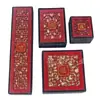 Caja de Joyería de Terciopelo Flocado, Caja de Empaque Roja de Terciopelo Cortada, Caja de Pulsera con Borla de Lino, Caja para Anillos y Pulseras