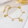 Colar Titânio Aço Estrela do Mar Concha Zircônia Estilo Europeu e Americano para Mulheres, Galvanizado a Ouro Real, Inspirado no Oceano, Exquisito, Luxo Leve, Corrente de Clavícula que Não Desbota