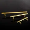 Aço Inoxidável Dourado Pequena Alça Moderna Simples Puxador de Porta de Guarda-Roupa Ferragens para Móveis Porta Barra Redonda Puxador Pequeno em Forma de T