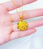 Colgante de Flor de Peonía Vintage Chapado en Oro de Latón con un Toque de Alta Gama, Elegante Adorno de Cadena para Clavícula con Flor de Peonía Que No Se Desvanecerá Fácilmente