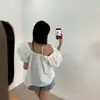 Estilo Chic Coreano 2026 Verano Nuevo Versión Coreana Manga Abullonada Uso Bidireccional Elegante Top Camisa Ropa para Mujer