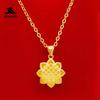 Colgante de girasol hueco de latón bañado en oro, joyería de oro de imitación galvanizada, suministro de comercio electrónico, colgante pequeño para mujer