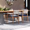 Mesa y silla de comedor para exterior de teca tejida, resistente al agua y al sol, de mármol, de ratán, para jardín, patio y ocio.