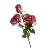 Flores Artificiales de Rosa Estilo Francés con Borde Quemado, Piezas Decorativas Vintage para Sala de Estar y Mesa de Comedor, Arreglos Florales y Decoraciones