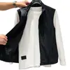 Moda Otoñal Urbana Chaleco con Cremallera y Cuello Alto para Hombre Chaleco Versátil sin Mangas Ropa de Abrigo Chaqueta Juvenil Capas Sensación de Alta Gama