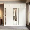 Guarda-Roupa Combinado com Portas de Correr Economizador de Espaço com Puxadores Escondidos, Design Minimalista, Camadas Superior e Inferior com Gavetas para Uso Doméstico no Quarto
