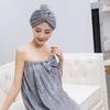 Top de Tubo con Lazo Transfronterizo Falda de Baño Bata de Baño de Terciopelo Coral Gorro para Secar el Cabello Toalla de Baño Portátil para Mujer Espesada Absorbente de Agua Secado Rápido