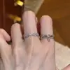 Anillo de Diamantes Brillantes Florales Suaves Estilo Coreano, Multicapa, Moderno y Elegante, Anillo Abierto para Dedo Índice con Forma de Corazón para Mujer