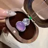 Collar de Calabaza de Jadeíta para Mujer, Colgante de Jade Espuma de Agua Tipo Hielo, Cadena para Clavícula Verde Imperial, Regalo para Novia, Estilo de Celebridad de Internet