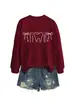 Amazon Ebay Estación Independiente Divertida Casual Versátil Sudadera de Manga Larga con Cuello Redondo y Dientes de Arco para Mujer Camiseta Base