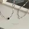 Collar Gargantilla de Perlas Estilo Francés para Mujer, Diseño de Nicho de Lujo Ligero, Cadena para Clavícula en Forma de Corazón, Cadena de Suéter de Gama Alta con un Ambiente Elegante