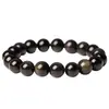 Pulsera de Obsidiana Natural para Mujer Pulsera de Cristal Obsidiana Plateada Pulsera de Pareja Seis Palabras Proverbios Pulsera de Cuentas para Transferencia de Buena Suerte Hombres Cuentas de Buda