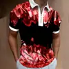 2024 Europa y Estados Unidos transfronterizo nuevo hombre 3D estampado digital camisa polo moda masculina casual deportiva manga corta camiseta