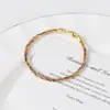 Pulseira Trançada Três Cores de Prata S925 Nalan, Exquisita e Simples, Joia de Design de Nicho Estilo Ins S8763
