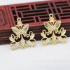 Yiwu Gold Ray cor cobre banhado a ouro DIY gota óleo imitação ponto esmeralda queimando borboleta azul poroso pingente acessórios para cocar B2426