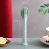 Trigo Paja Tres en Uno Portátil Vajilla Cuchillo, Tenedor y Cuchara Juego de Tres Piezas Exterior Hogar Plástico Cuchillo, Tenedor y Cuchara Juego de Vajilla