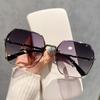 Gafas de Sol Sin Marco para Mujer de Gama Alta para Rostro Grande Anti-ultravioleta Rostro Redondo Gafas de Sol Protectoras Solares de Verano 2025 Nueva Moda Adelgazantes