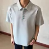Nova camisa plissada de seda gelada, linho e algodão com textura para o verão, masculina, casual de negócios, slim fit, sem necessidade de passar, manga curta