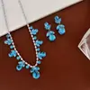Conjunto de Joias Colar Brincos de Zircônia Colorido Resistente Cruzamento Luxo Leve Atmosférico Moda Colar Resistente Atacado