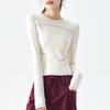 Marca Grande Otoño Nueva Marca de Moda Mismo Estilo Costuras Visibles Deportiva Manga Larga Mujer Corte Delgado Ropa Interior Camiseta de Moda Top Adelgazante para Yoga
