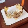 Nueva Pulsera Europea y Americana Popular Exagerada de Aleación de Ala Ancha Pulsera de Moda Personalizada Patrón Martillado Cepillada Pulsera con Hebilla de Resorte