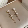 Brincos de franja com zircônia banhados a ouro 18k real, luxo leve, de alta qualidade, modernos e requintados, brincos versáteis de nicho para mulheres