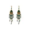 Brincos de Franja de Cristal em Forma de Gota com Cravação de Diamantes, Estilo Étnico Retro Europeu e Americano, Brincos Exquisitos de Temperamento de Nicho para Mulheres