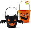 Bolsa de Doce de Feltro Personalizada para Halloween Bolsa de Presente para Doces ou Travessuras Abóbora Morcego Bolsa de Mão Festival dos Fantasmas Decoração Engraçada para Festa