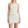 Roupas Femininas Europeias e Americanas Primavera e Verão Tecido Plissado Costas Nu Conjunto de Saia Personalizado Nova Saia Respirável com Amarração que Molda o Quadril! Novas Cores Adicionadas!