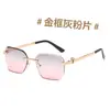 Gafas de Sol de Moda para Mujer, Anti-UV, Gafas de Sol Sin Marco de Alta Gama, Color Degradado, Visera de Superficie Curva, Gafas de Sol de Lujo Ligero