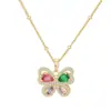 Collar de Cobre Arvaleff Mariposa Colorida Cadena de Clavícula de Lujo Ligero Moda Oro de 18 Quilates Circonita con Diamante Venta al por Mayor Transfronteriza