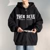 Suéter tipo cárdigan de otoño para hombre, estilo Hong Kong, deportivo, holgado, a la moda, con cremallera, ropa informal con capucha para parejas