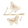 Pulsera Abierta Multicapa de Flores y Hojas Personalizada para Mujer, Brazalete Metálico Estilo Ins con Diamantes, Pulsera Ajustable y de Alta Gama