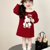 Colección de otoño para niñas: Vestido de punto con estampado de conejos, vestido suéter de manga larga, estilo primavera/otoño 2026, moderno vestido de princesa para niños y bebés