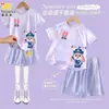 Zootopia 2 Conjunto de Shorts de Manga Corta con Efecto Hielo Tie-Dye para Niños Judy Nick Conjunto de Dos Piezas de Secado Rápido para Niños y Niñas