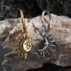 Aretes Asimétricos de Sol y Luna para Pareja Transfronterizos Europeos y Americanos, Fabricante Mayorista de Aretes Modernos y Populares