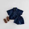 Ropa de Verano Nueva para Niños y Niñas Estilo Coreano Moda Blusa de Mezclilla Suave