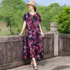 Novo vestido de algodão e seda estilo étnico para mulheres, estilo de férias de verão plus size, elegante vestido de praia de alta qualidade para mães